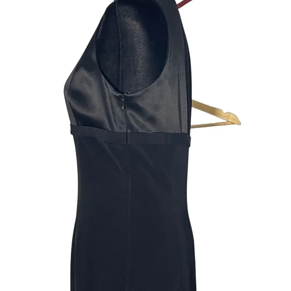 Tahari Vintage Black Low V-Neck Gown Size 6 - Picture 7 of 15